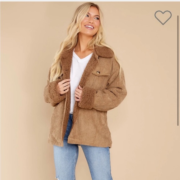 Brown corduroy fleece lined jacket from Red Dress Boutique! EUC - Picture 1 of 5